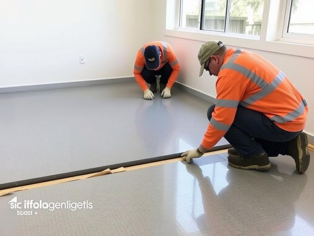 Installation of self-leveling floorфото